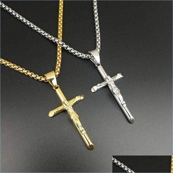 

pendant necklaces stainless steel hip hop jewlery jesus cross pendant necklace men women street dance rock rapper boys accessories go dhyys, Silver