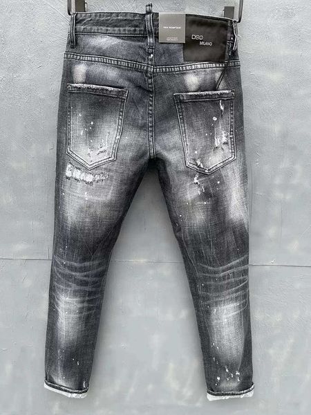

dsqsury dsq jeans mens luxury designer jeans skinny ripped cool guy causal hole denim fashion brand fit jeans men washed pants a1028, Blue