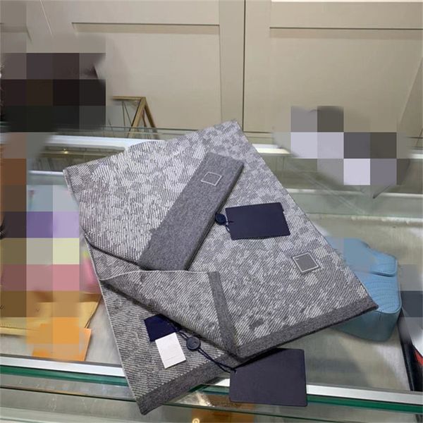 

2022 factory outlet caps scarves sets classic lattice winter hats designers bone cap men women couple scarf hat two piece with box 66, Blue;gray
