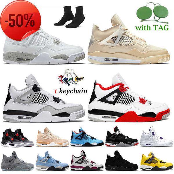 

jumpman 4 basketball shoes mens trainers white oreo sail 2022 military black fire red infrared shimmer university