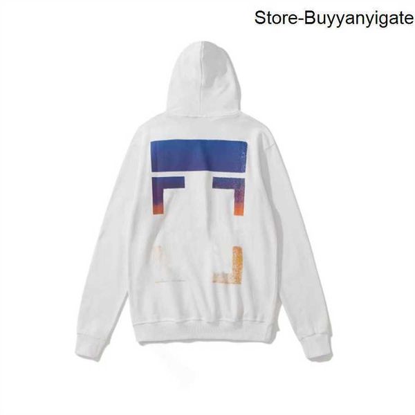 

fashion mens loose offs hoodies brand classic sweatshirts hoodie cotton pullover long sleeved back oil paint arrow x men women hd0x, Black