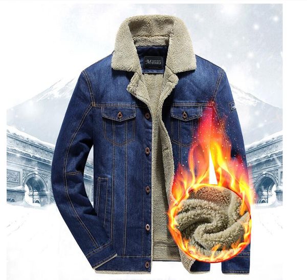 

factory direct supply new men's denim jackets plus velvet thickening fashion casual large size loose jacket coat mm66h009, Black;brown