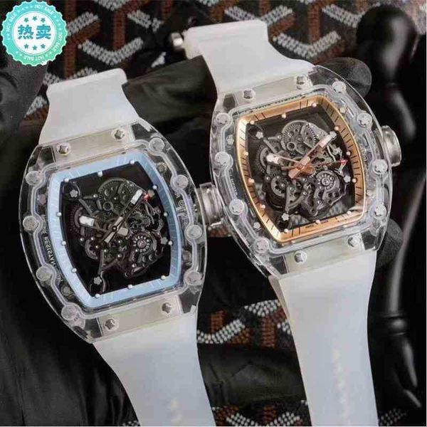 

rakish mechanical cool wrist watches tv factory rm055 mens mechanics fashion trend transparent business crystal bottom zzk 0bp2 2023 new lux, Slivery;brown