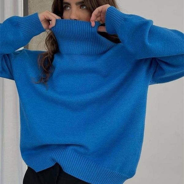 

women's knits tees women turtleneck solid basic oversized sweaters pullovers autumn winter female casual fashion knitted soft sweaters, White