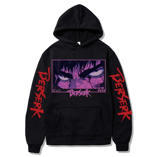 

men's hoodies sweatshirts anime hoodie berserk harajuku guts eyes manga hoodies sweatshirt graphic winter pullover fashion long sleeve, Black