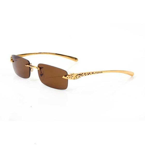 

fashion big brand leopard sunglasses men women general exquisite jaguar metal dot paint craft frameless rectangular optical myopia glasses, Black