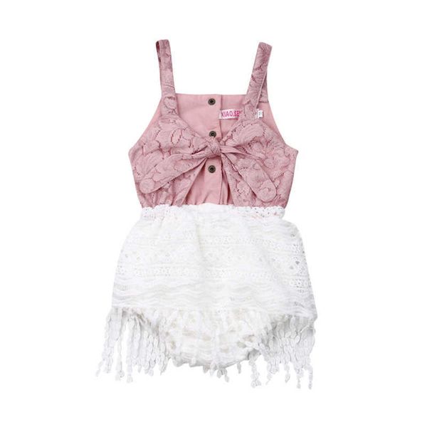 

rompers newborn baby girls clothes romper lace tassel sleeveless patchwork cute girl jumpsuit summer j220922, Blue