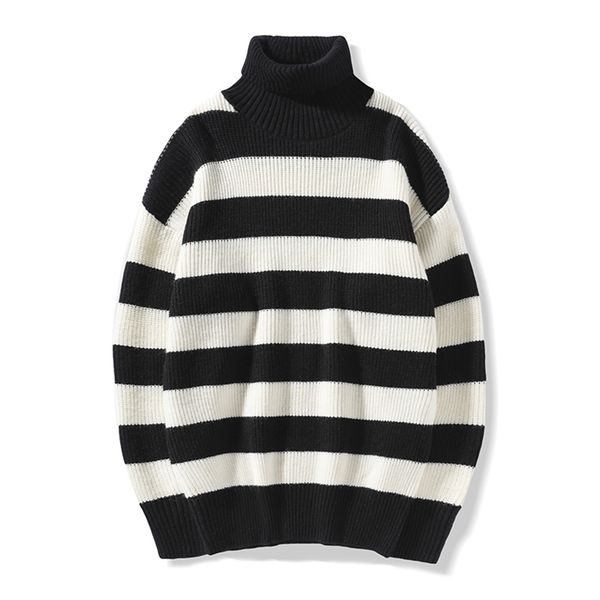 

mens sweaters autumn winter knitted sweater men turtleneck pullovers fashion striped turtleneck sweater mens casual slim fit knit sweater me, White;black