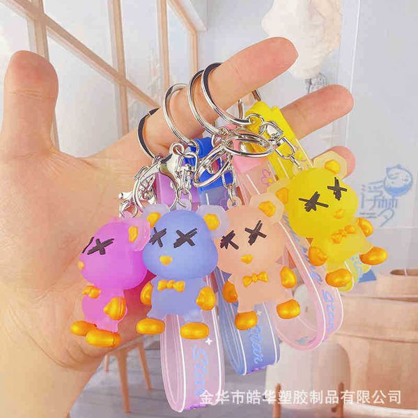 

keychains new net red violence bear threedimensional doll key chain small pendant personalized bag creative gift, Silver