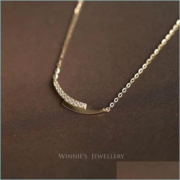 

pendant necklaces 925 sterling sier 14k gold crystal intersection pendant clavicle chain necklace women simple jewelry accessories 26 dhsgq, Silver