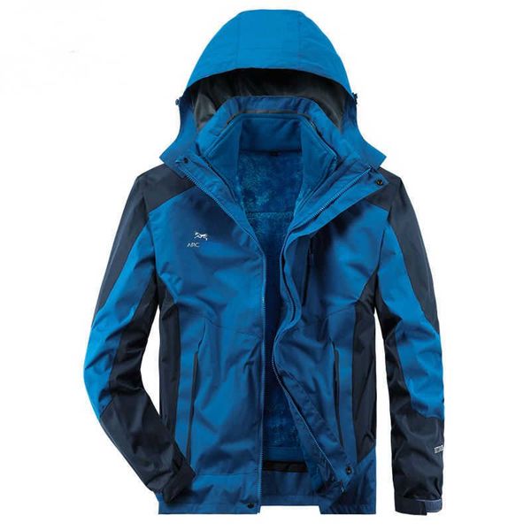 

arc designer jacket men's outdoor sportswear warm breathable waterproof hooded jackets cardigan zipper three in one, Black;brown