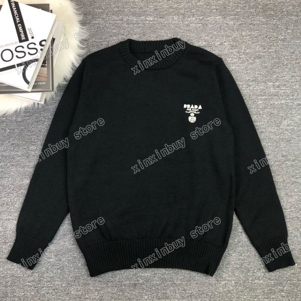 

xinxinbuy men designer hoodie sweater triangle label letter embroidery paris round neck women black purple yellow s-2xl252t, Black;brown