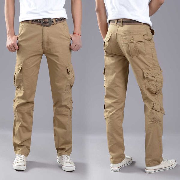 

men's pants casual men military tactical jogging camo cargo multi pocket fashion streetwear black g221007