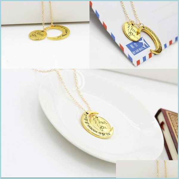 

pendant necklaces i love you pendant necklace moon lovers gold color chains women jewelry necklaces fashion 1 3qwa g2b drop delivery dhpua, Silver