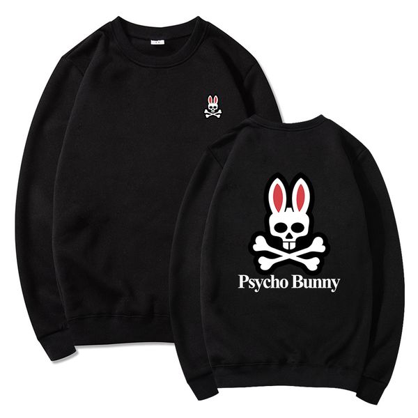 

brand mens sweatshirt psycho bunny pattern o-neck cotton short sleeve tshirt print ghost rabbit polo shirt summer men tee luxury designer ts, Black