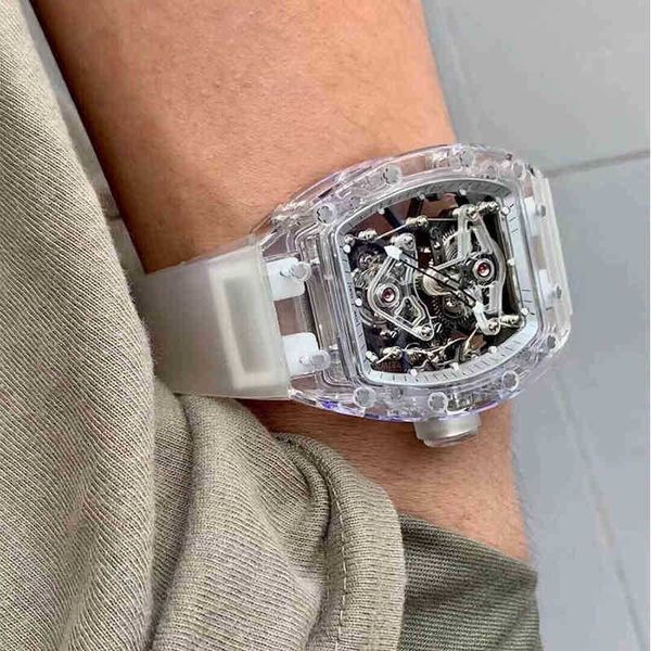 

multi-function superclone watch designer fully transparent shell hollowed out manual mechanical tourbillon shock proof luminous snow glazed, Slivery;golden