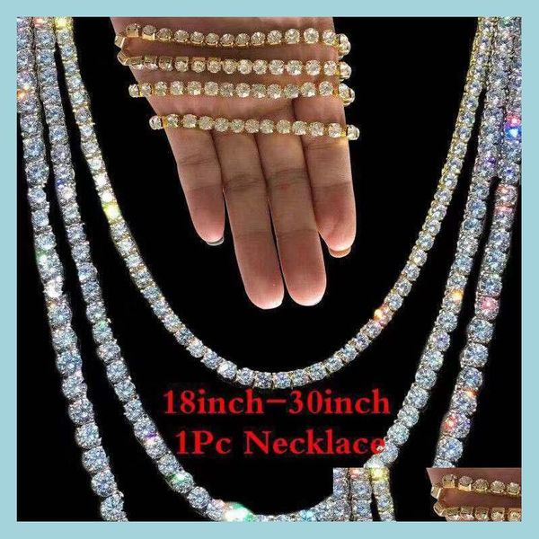 

chains hip hop iced out chains jewelry fl diamond bling tennis chain single row necklace for men women 18inch-30inch 253 t2 drop deli dhwu7, Silver
