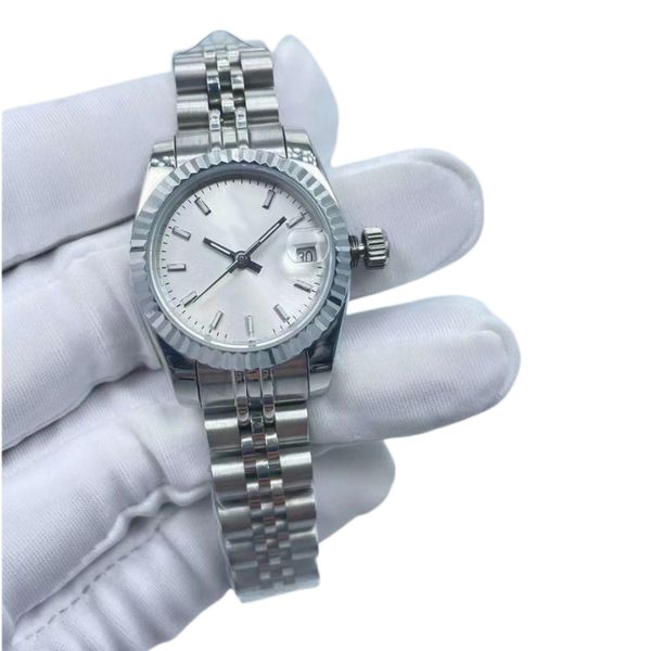 

2022 diy women watches 26mm silver dial stainless 904l jubilee asia 2813 movement mechanical automatic luminous wristwatches, Slivery;brown