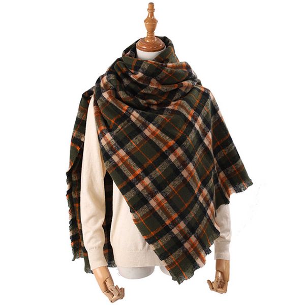 

scarves women winter scarf classic tassel plaid warm soft wrap shawl ladies bandage foulard echarpe femme g221007, Blue;gray