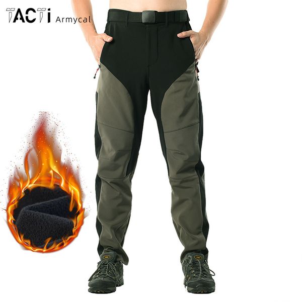 

mens pants men winter fleece warm pants outdoor snow camping hiking softshell cargo pants windproof breathable trousers sweatpants 221007, Black