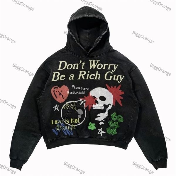 

mens hoodies sweatshirts european and american style street men and women skull print youth clothing sweater hiphop hooded loose harajuku 22, Black