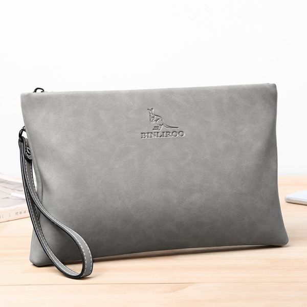 

fashion moneybag men's soft leather bag envelope wallet handbag large capacity multi card holders business leisure letter gray blue, Red;black