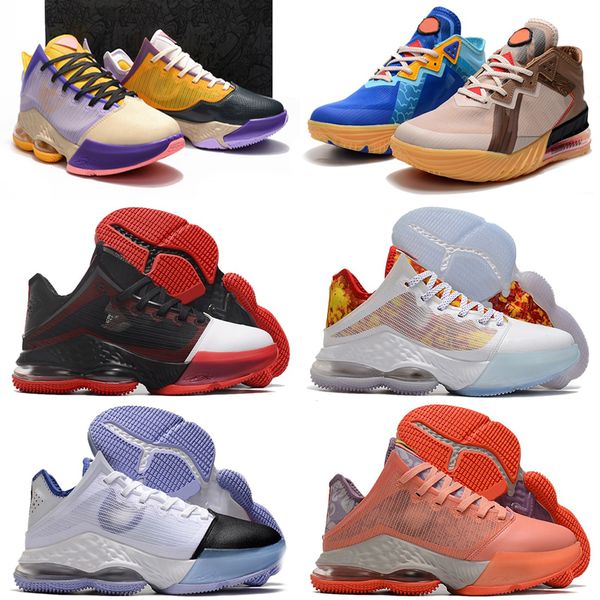 

mens james lebron 19 xix low basketball shoes 19s what the south beach fruity pebbles black toe red white gold space jam colorways lebrons x