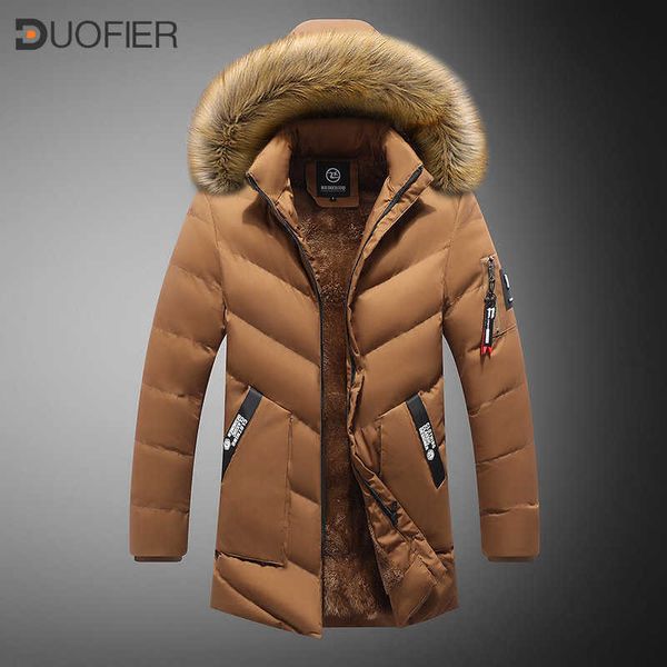 

men's down parkas men winter warm thick hooded fleece parkas male casual windproof fur collar jacket coat man fashion cotton-padded par, Black