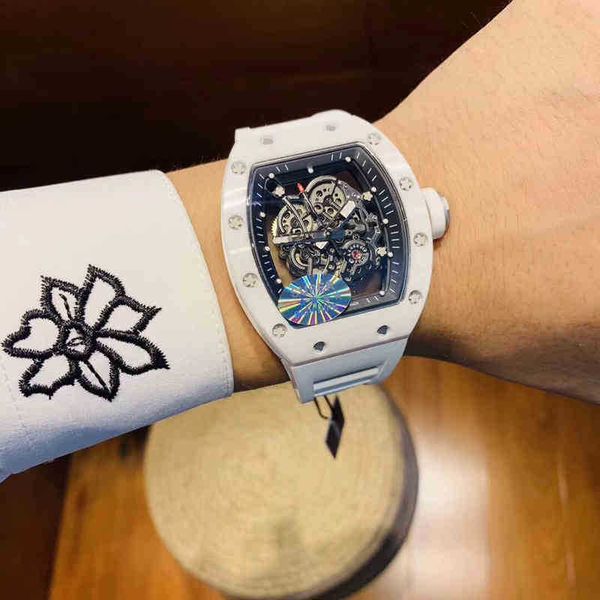 

rakish mechanical cool wrist watches tv factory rm055 designer men's all white ceramic personalized hollowed out lf 2023 new luxury sty, Slivery;brown