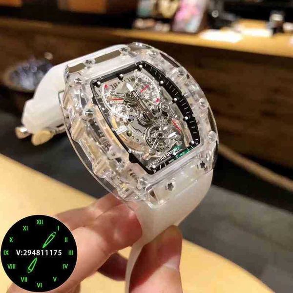 

multi-function superclone watch designer luxury mens mechanics richa milles wristwatch leisure men's transparent shell automatic mechan, Slivery;brown