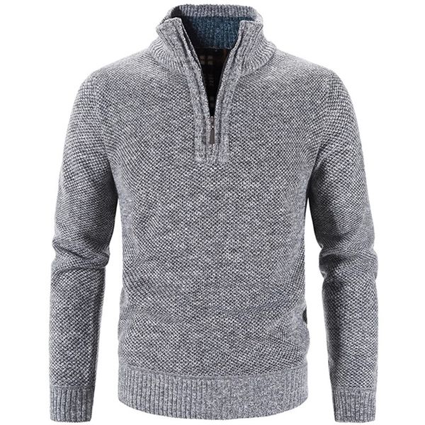 

mens sweaters winter mens fleece thicker sweater half zipper turtleneck warm pullover quality male slim knitted wool sweaters for spring 221, White;black