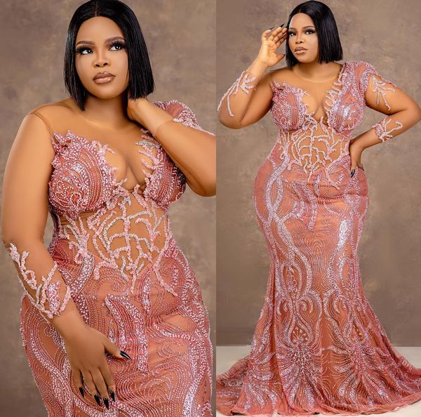 

2022 arabic aso ebi luxurious mermaid prom dresses sequined lace evening formal party second reception birthday engagement gowns dress zj784, Black