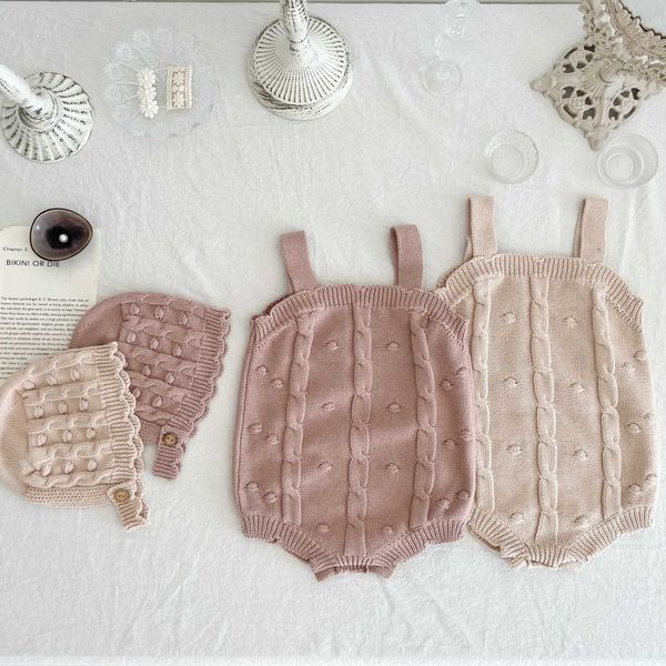 

rompers newborn baby girl soldier sweater sling bodysuit autumn new clothes toddler boy comfortable knitting jumpsuit with cap j220922, Blue