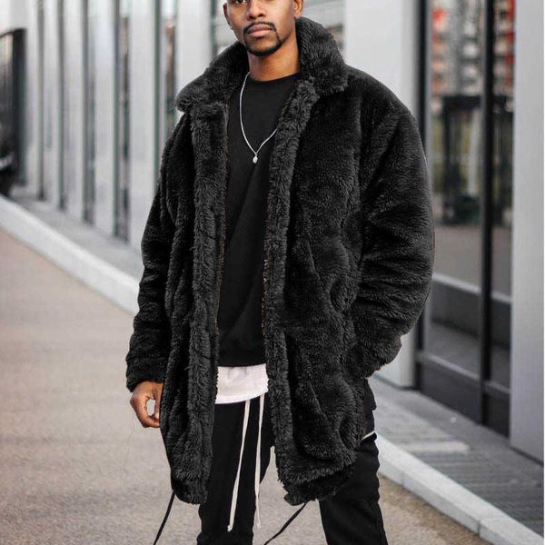 

men's fur faux fur autumn and winter men's faux fur coat korean fashion slim clothing brown fluffy warm coat casual male thermal j, Black
