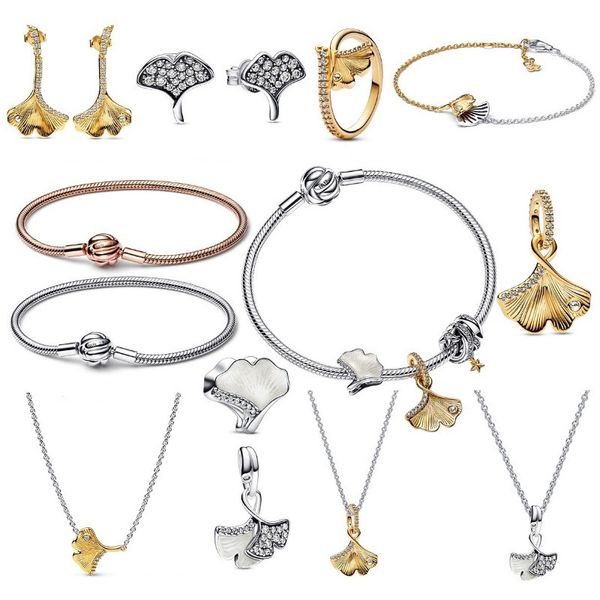 

gingko flying earrings pendant necklace original fit pandora charm jewelry bracelet ring, Silver