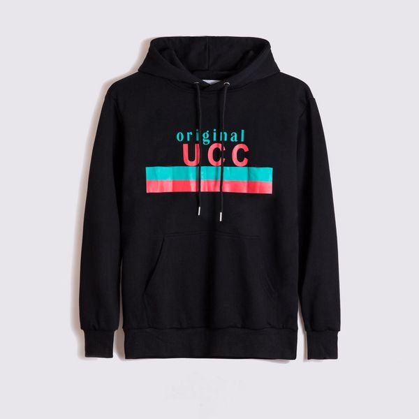

men original gu print sweatshirt with hat hoodies women print vintage loose front pockets aesthetic winter thicker warm outerwear hooded pul, Black