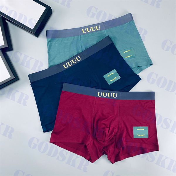 

quick drying mens underwear boxer shorts brand printed men underpant classic man short 3pcs lot