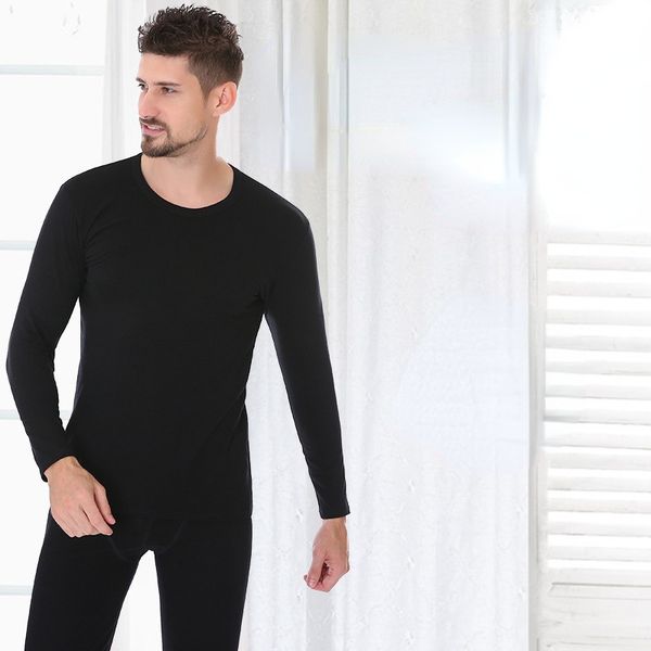

men s thermal underwear plus size sets men black gray warm casual long johns suit old mens seamless pajamas 3xl lingerie 221007, Black;white