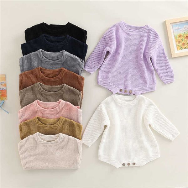 

rompers 02y knitting newborn baby girl boy spring autumn clothes cute long sleeves sweater romper jumpsuit casual newborn outfits j220922, Blue