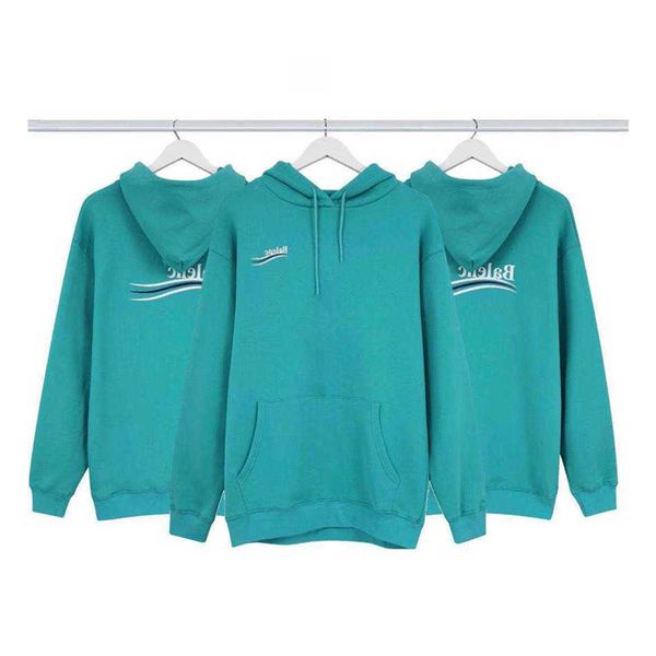 

fashion brand blancias classic hoodie paris coke wave print sweater loose in autumn and winter piink blue, Black