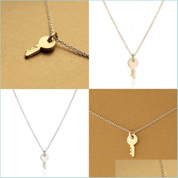 

pendant necklaces card gold sier color key chains alloy clavicle short necklace women pendant choker drop delivery 2021 jewelry neckl dhp4o, Silver