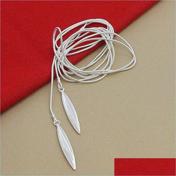 

pendant necklaces 925 sterling sier double leaf snake chain necklace for women wedding engagement party jewelry 1295 t2 drop delivery dhkn1, Silver