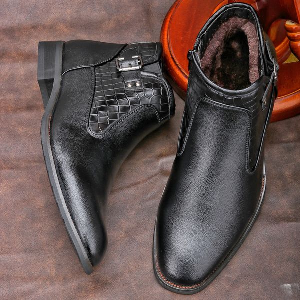 

boots comfortable winter boots men warmest leather winter shoes men 221008, Black
