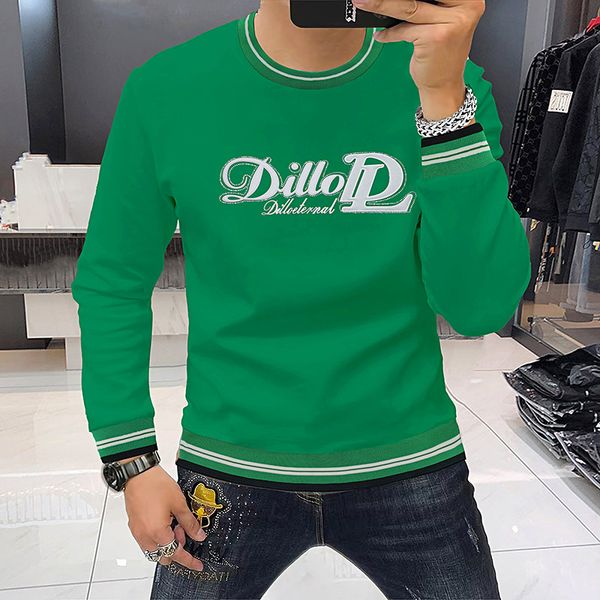 

green mens sweatshirts rhinestone decorate male hoodies versatile man winter trend causal slim fashionable retro men's clothing m-4xl, Black