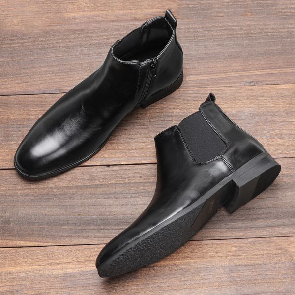 

boots size 3849 men ankle split leather upper chelsea 221008, Black