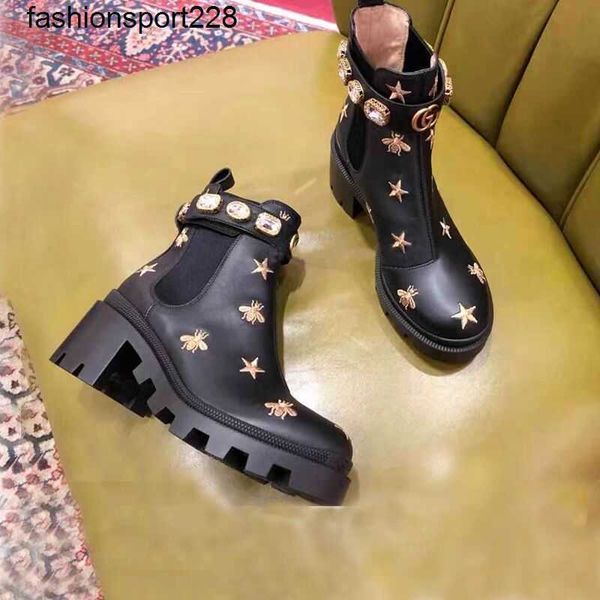 

new water diamond short boots women high rise martin boots velcro high heels, Black