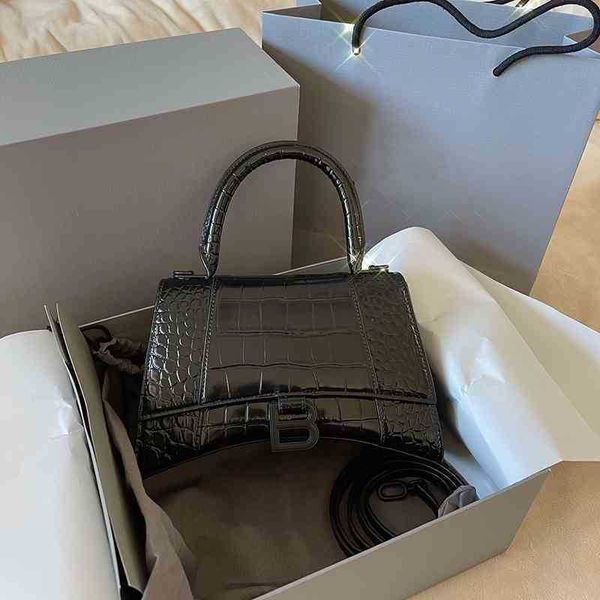 

bag net balenciga bag designer 2022 red handbags same b-button hourglass bag crocodile leather versatile one shoulder messenger portable