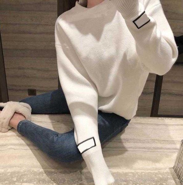 

2021 fashion autumn european high-end custom women's sweater alphabet embroidery large size comfortable warm winter bottom top, White;black
