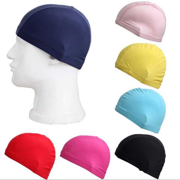 

bathing cap solid color swimming caps hat cloth multiple styles elastic force portable swim pool equipment