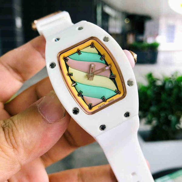 

business leisure womens small richa milles automatic mechanical watch versatile fashion personality cotton candy white 8who 6xdc mkbs, Slivery;golden